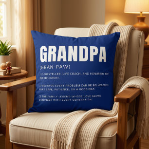 Funny Heartfelt Grandpa Definition Throw Pillow