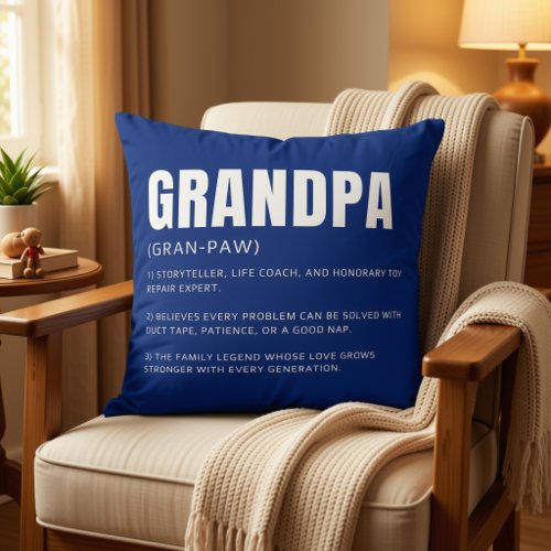 Funny Heartfelt Grandpa Definition Throw Pillow