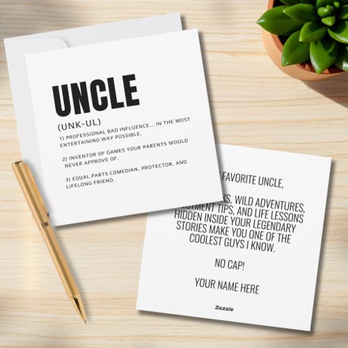Funny Heartfelt Uncle Definition Greeting Holiday Card
