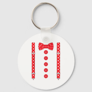 Funny Hearts Bow Tie Suspenders Valentine's Day Co Keychain