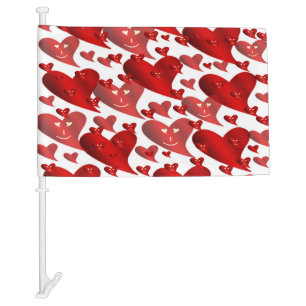 funny, hearts, heart, red, love, valentine, glossy car flag