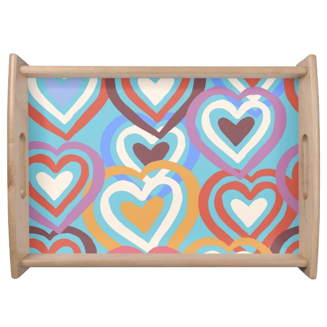 Funny Hearts: Seamless Texture Pattern. Serving Tray (Front)