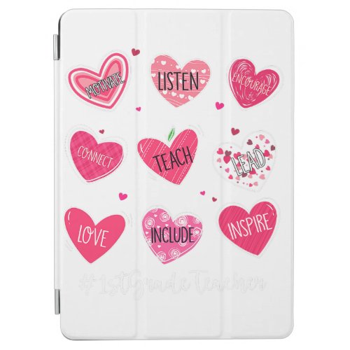 Funny Hearts Teach Love Inspire 1st Grade Teacher  iPad Air Cover