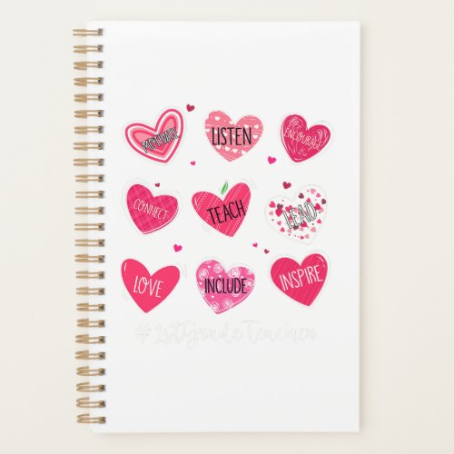 Funny Hearts Teach Love Inspire 1st Grade Teacher  Planner