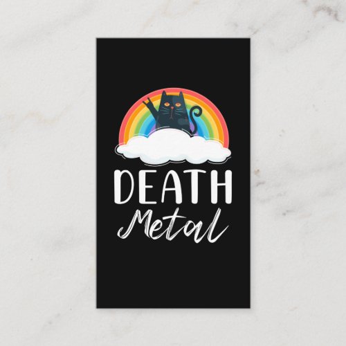Funny Heavy Death Metal Cat Rainbow Rock Music Business Card