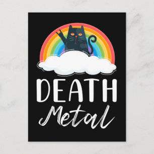 Funny Heavy Death Metal Cat Rainbow Rock Music Postcard
