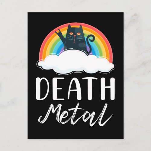 Funny Heavy Death Metal Cat Rainbow Rock Music Postcard