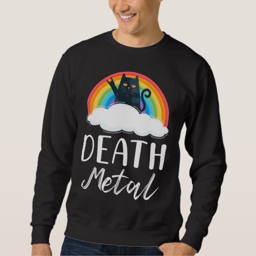 Funny Heavy Death Metal Cat Rainbow Rock Music Sweatshirt