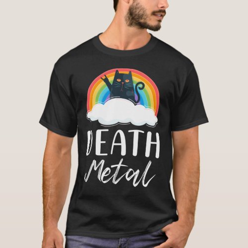Funny Heavy Death Metal Cat Rainbow Rock Music T_Shirt