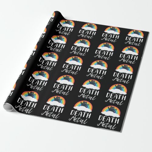 Funny Heavy Death Metal Cat Rainbow Rock Music Wrapping Paper