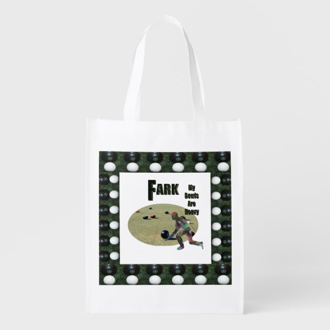 Funny Heavy Lawn Bowls Design, Grocery Bag (Front)
