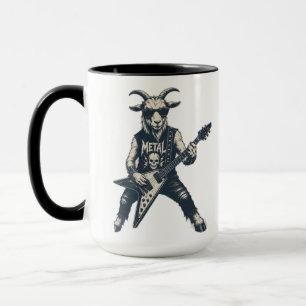 Funny Heavy Metal Goat Vintage Rock Illustration Mug
