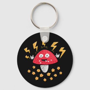 Funny Heavy Metal Mushroom Keychain