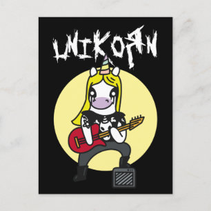 Funny Heavy Metal Unicorn Postcard