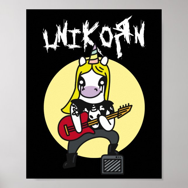 Funny Heavy Metal Unicorn Poster (Front)