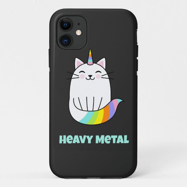 Funny heavy metal unicorn rainbow cat   Case-Mate iPhone case (Back)