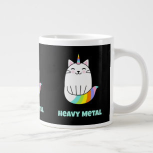 Funny heavy metal unicorn rainbow cat coffee mug