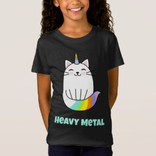 Funny heavy metal unicorn rainbow cat T-Shirt