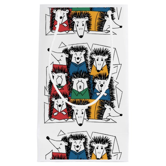 Funny Hedgehog Abstract Pattern Small Gift Bag (Front)