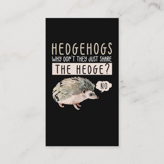 Funny Hedgehog Animal Humor Business Card (Front)
