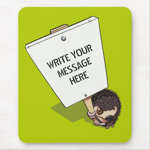 Funny Hedgehog Cartoon Protestor With Placard Mouse Pad