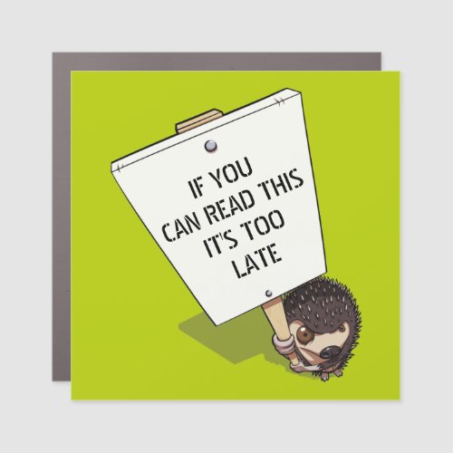 Funny Hedgehog Cartoon Too Close Car Magnet