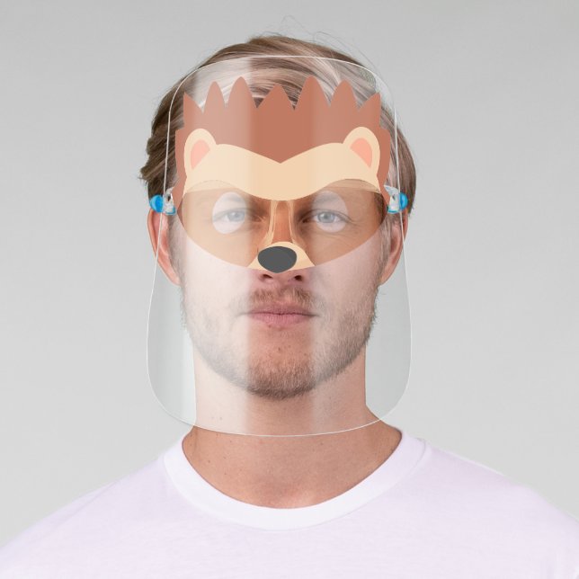 Funny Hedgehog Face | Cartoon Animal Face Shield (Insitu)