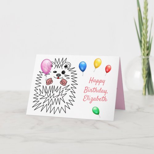 Funny Hedgehog Happy Birthday Customizable Card