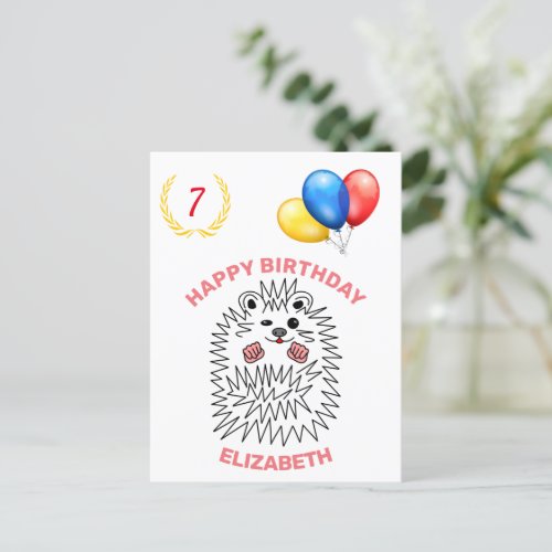 Funny Hedgehog Happy Birthday Customizable Postcard