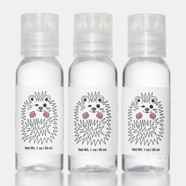 Funny Hedgehog. Have A Nice Day Customizable Hand Sanitizer (Set)