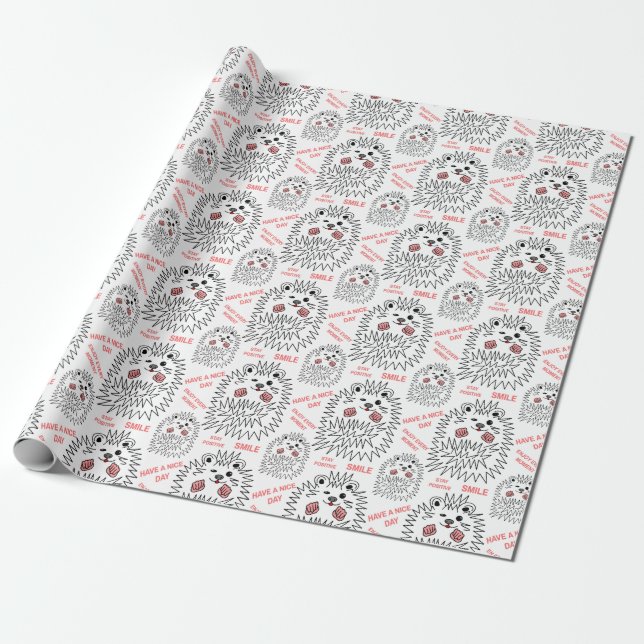 Funny Hedgehog. Have A Nice Day Customizable Wrapping Paper (Unrolled)