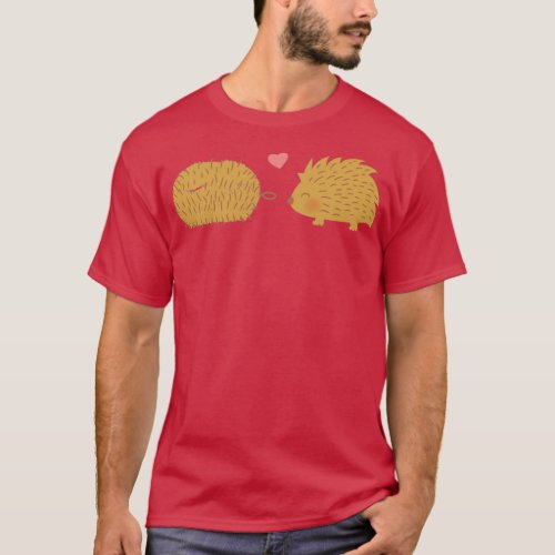 Funny Hedgehog In Love With Scrub Brush  T_Shirt