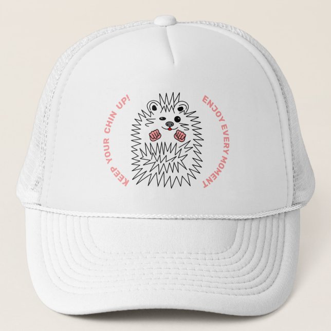 Funny Hedgehog. Keep Your Chin Up! Customizable Trucker Hat (Front)