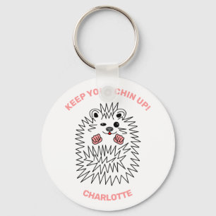 Funny Hedgehog. Keep Your Chin Up. Positive Keychain
