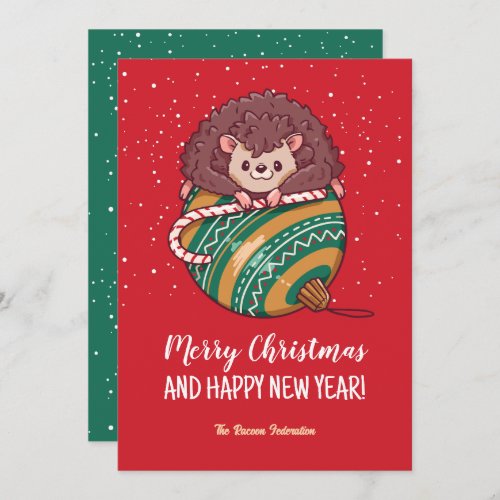 Funny Hedgehog Snow Winter Holiday Merry Christmas