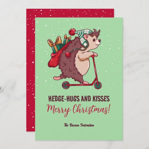 Funny Hedgehog Winter Holiday Merry Christmas