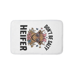 Funny Heifer Cow Floral Butterfly Vintage Design_1 Bath Mat