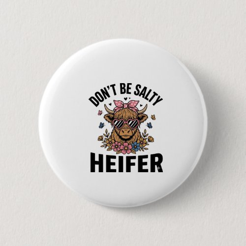 Funny Heifer Cow Floral Butterfly Vintage Design_1 Button