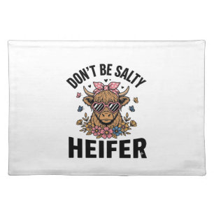 Funny Heifer Cow Floral Butterfly Vintage Design_1 Cloth Placemat