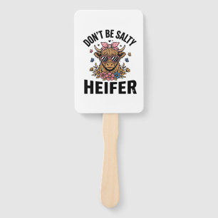 Funny Heifer Cow Floral Butterfly Vintage Design_1 Hand Fan
