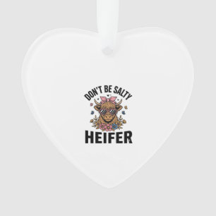 Funny Heifer Cow Floral Butterfly Vintage Design_1 Ornament