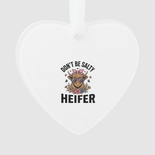 Funny Heifer Cow Floral Butterfly Vintage Design_1 Ornament