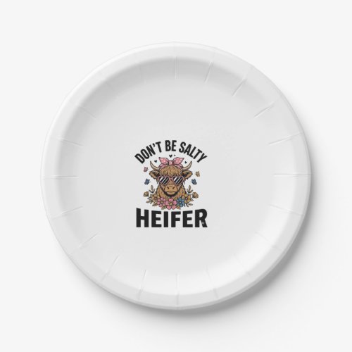 Funny Heifer Cow Floral Butterfly Vintage Design_1 Paper Plates
