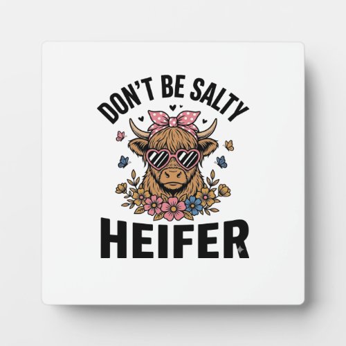 Funny Heifer Cow Floral Butterfly Vintage Design_1 Plaque