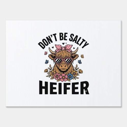 Funny Heifer Cow Floral Butterfly Vintage Design_1 Sign
