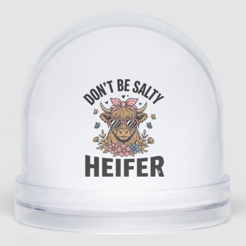 Funny Heifer Cow Floral Butterfly Vintage Design_1 Snow Globe