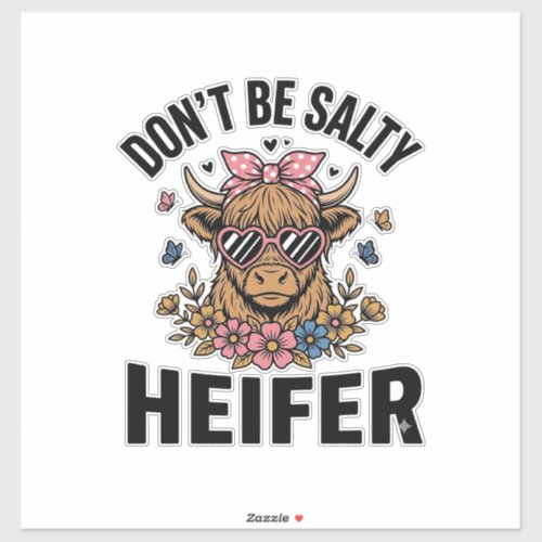 Funny Heifer Cow Floral Butterfly Vintage Design_1 Sticker
