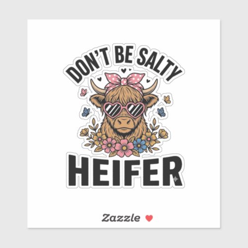 Funny Heifer Cow Floral Butterfly Vintage Design_1 Sticker