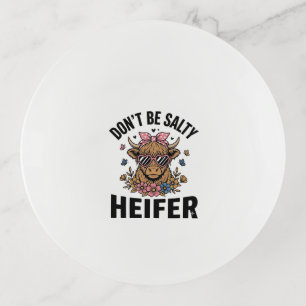 Funny Heifer Cow Floral Butterfly Vintage Design_1 Trinket Tray