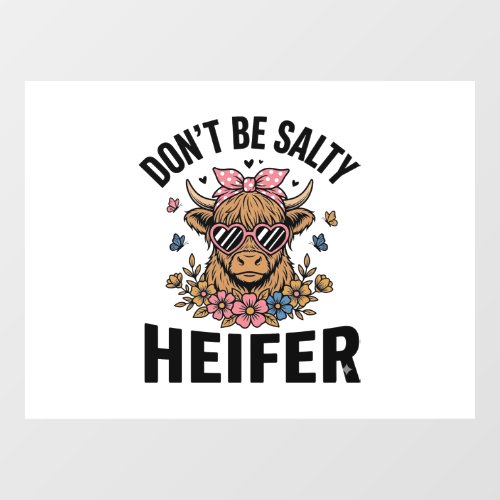 Funny Heifer Cow Floral Butterfly Vintage Design_1 Window Cling